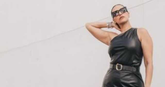 Neha Dhupia makes bold fashion statement in striking black leather halter dress!